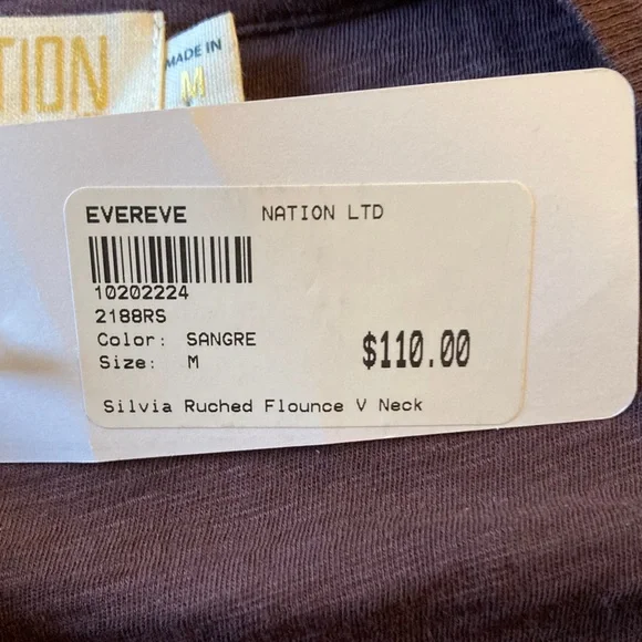 NWT Nation Ltd. Evereve Deep Purple Ruched Sleeve Top Women Size M - Picture 6 of 11